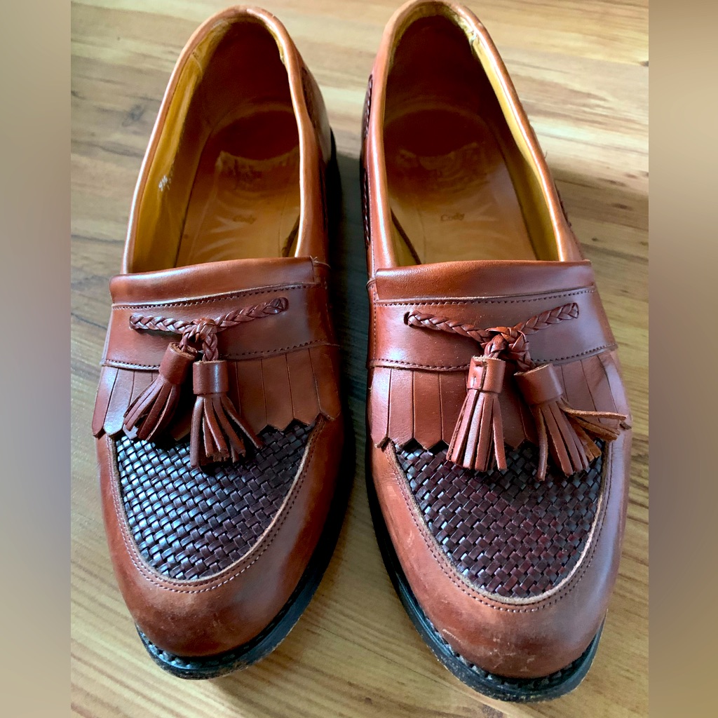 9.5d Allen Edmonds - Woven Lather Tassel Loafer Shoes- Classic! "Cody" 9 1/2 D